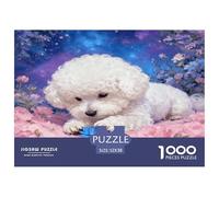 Puzzle Bichon Frisé 1000 Pièces pour Adultes Et Enfants, Jeu De Société Convivial, Casse-tête Nébuleuse Fleurie, DéCoration, Cadeau Adulte 52x38cm/1000pcs