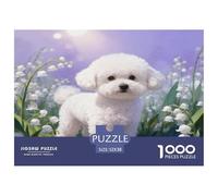 Puzzle Bichon Frisé 1000 Pièces pour Adultes Et Enfants, Jeu De Société Convivial, Puzzles Lily of The Vallée Patch, DéCoration, Cadeau Enfant 52x38cm/1000pcs