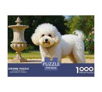Puzzle Bichon Frisé 1000 Pieces pour Adultes,Paysage de Jardin Un Jeu De Dexérité Très Difficile Puzzle Éducatif l'art De La Décoration Moderne 38x26cm/1000pcs