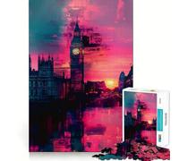 Puzzle Big Ben Neon Glow Perfect Edge Play Smart Challenge Fun Slow Play Fun Slow Play Fun Cadeau d'anniversaire (38 x 26 cm)