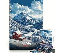 Puzzle Big Sky Montana Ski Resort 1000 pièces pour Adolescents Entraînement de la pensée, apaisement de l'esprit, Amusement, découpe Uniforme, Cadeau de Noël réfléchi (38x26cm)