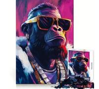 Puzzle Bigfoot Gangster Rappeur avec Lunettes de Soleil pour Adolescent, 1000 Pièces, Mémoire, Détente, Plaisir, Cadeau Sensuel (50x75cm)