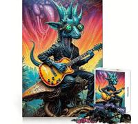Puzzle Bio Rhythms Dino Guitariste pour Adolescents 1000 pièces Logique, Tranquille, Évasion, Verrouillage sans Couture, Cadeau de Vacances (38x26cm)