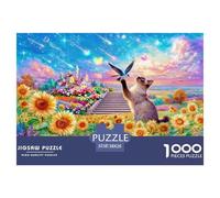 Puzzle Birman Chat 1000 Pièces pour Adultes Et Enfants, Défi Ludique Et Familial, Casse-tête Château et Tournesols, Décoration Intérieure, Cadeau Adulte 38x26cm/1000pcs