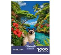 Puzzle Birman Chat 1000 Pièces pour Adultes Et Enfants, Jeu D'Intelligence, Puzzle Baie Plantes Denses, DéCoration, Cadeau Anniversaire 52x38cm/1000pcs