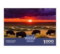 Puzzle Bison d'europe 1000 Pièces pour Adultes Et Enfants, Défi Cérébral Et Jeu Complexe, Casse-tête Vaste Prairie, Décoration Intérieure, Cadeau Anniversaire 70x50cm/1000pcs
