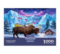 Puzzle Bison d'europe 1000 Pièces pour Adultes Et Enfants, Défiant Et Stimulant, Puzzle Champ de Neige, Décoration Intérieure, Cadeau Adulte 70x50cm/1000pcs