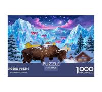 Puzzle Bison d'europe 1000 Pièces pour Adultes Et Enfants, Jeu De Société Convivial, Casse-tête Champ de Neige, DéCoration, Cadeau Enfant 38x26cm/1000pcs