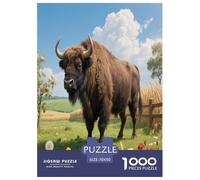 Puzzle Bison d'europe 1000 Pièces pour Adultes Et Enfants, Jeu ÉduChatif, Puzzle Ferme Pastorale, Home Decor, Cadeau Enfant 70x50cm/1000pcs
