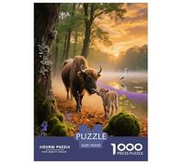 Puzzle Bison d'europe 1000 Pièces pour Adultes Et Enfants, Jeu ÉduChatif, Puzzle Forêt, DéCoRation, Cadeau Adulte 70x50cm/1000pcs