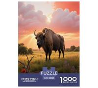 Puzzle Bison d'europe 1000 Pièces pour Adultes Et Enfants, Jeu ÉduChatif, Puzzle Prairie, Home Decor, Cadeau Anniversaire 38x26cm/1000pcs