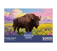 Puzzle Bison Europe 1000 Pièces pour Adultes Et Enfants, Plaisir Partagé en Famille, Jeu Éducatif, Puzzles Prairie Fleurs Sauvages, DéCoration, Cadeau Famille 38x26cm/1000pcs