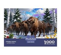 Puzzle Bison Europe 1000 Pièces pour Adultes Et Enfants, Plaisir Partagé en Famille, Jeu Éducatif, Puzzles Forêt Cèdres Hiver, DéCoration, Cadeau Adulte 70x50cm/1000pcs