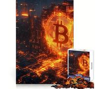 Puzzle Bitcoin Cityscape 1000 pièces pour Adolescents Sharp Recall Serene Escape Uniform Cut Perfect Xmas (38x26cm)