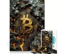 Puzzle Bitcoin de 1000 pièces dans une pierre Ajustement propre Décoration Activité de réflexion intelligente Temps de jeu confortable (38 x 52 cm)