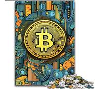 Puzzle Bitcoin doré 1000 pièces pour Adultes et Adolescents, pour Un Moment de détente à la Maison. Chaque pièce est Unique - Jeu Familial Stimulant et Amusant (26x38cm)