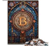 Puzzle Bitcoin en vitrail de 1000 pièces pour Adultes et Adolescents, Jouets éducatifs, Jeux Anti-Stress, Cadeaux d'anniversaire Uniques (50x75cm)