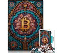 Puzzle Bitcoin en vitrail pour Adolescents, 1 000 Puzzles, Jeu Familial Anti-Stress, défi Difficile, Cadeaux pour Amis et Famille, 50x75cm