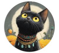 Puzzle Black Chat with Yellow Eyes pour Adultes,1000pcs (67.5x67.5cm),Jeu ÉduChatif,décoration De La Maison,Dessin animéPeau