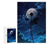 Puzzle Black Rose Under The Moon, 300 PCS, Activité Relaxante pour Adultes, comme Loisir Polyvalent pour Les Amateurs De Puzzles