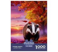 Puzzle Blaireau 1000 Pièces pour Enfants Et Adultes, Jeu Ludique Et Instructif, Puzzles Feuilles d'Érable, DéCoration, Cadeau Famille 38x26cm/1000pcs