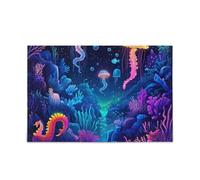 Puzzle bleu néon de dessin animé méduse pour adultes 1000 pièces