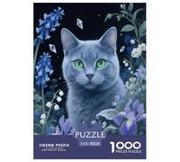 Puzzle Bleu Russe 1000 Pièces en Carton pour Adultes Enfants Jeu D'Intelligence Puzzle Russian Fleurs Bleues Cadeau Enfant Décoration Intérieure 38x26cm/1000pcs