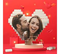 Puzzle Block Personnalisé, Brique de Construction avec Photo, Forme Coeur, Cadeaux d'anniversaire de Noël pour Femme et Petite Amie