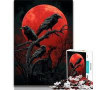 Puzzle Blood Moon Crow 1000 pièces, Difficile à compléter mais Amusant et Humoristique avec Affiche et fiche de Questions-réponses Assorties 50x75cm