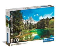 Clementoni Puzzle 1500 pièces Blue Lake – Lac et montagne 84,5×59,5 cm, poster inclus
