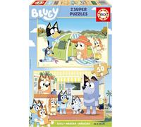 Puzzle - Bluey - Enfant dès 5 ans - 2 x 50 pièces - Pièces en bois - 26x18cm - E