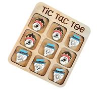 Puzzle Board Game, Wooden Family Ticktacktoe, Classic 14cm Decorative Set for Creative Art Accessories Long Lasting Application Professional Fun Supplies Daily Play Kit Modern Home Accessory Unit