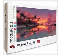 Puzzle Bois 2000 Pièces Coucher De Soleil, Vue Sur La Mer Puzzle Adultes Avec Boîte 99x70cm, Activité Familiale, Jeu éducatif Défi énigme de Qualité Supérieure, pour Adultes Adolescent, Cadeau, H-7405