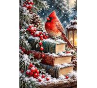 Puzzle Bois Adulte 1000 pièces Cardinal Parmi Les Livres enneigés
