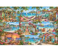 Puzzle Bois Adulte 1000 pièces Scènes de Vacances colorées au Bord de mer
