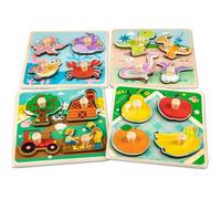 Puzzle Bois Bebe - 4 Pièces Puzzle en Bois Enfant Encastrement de Animaux, Jouet Éducatif, Montessori Jouets Cadeaux