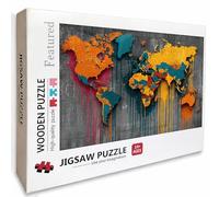 Puzzle Bois Carte du Monde, Graffiti Puzzle 5000 Pièces Adultes avec Boîte 156x105cm, Activités de Loisirs en Famille, Jeu éducatif Défi énigme de Qualité Supérieure, pour Adultes Adolescent, 1-9561