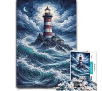 Puzzle Bois Complexe, Adultes, Lighthouse on A Stormy Night, 1000 pièces | Une activité sans écran autour de la table: une méthode de montage claire seul ou à plusieurs.