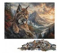 Puzzle Bois Complexe, Adultes, Lynx in Mountain Landscape, 1000 pièces | Cadeau pour amateur de puzzle : présent de Noël pour passionné, activité pour une soirée calme.