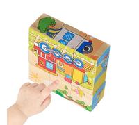 Puzzle Bois Cube 3D Blocks - Montage Éducatif 9 Pièces | Jouets Sûrs Six Côtés Bois Apprentissage | Énigmes, École Enfance STEM, Maison de classe Jeu, 15x13x4cm
