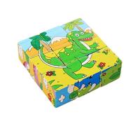 Puzzle Bois Cube 3D Blocs - Assemblage Éducatif 9 Pièces Enfant | Jouets Sûrs Six Faces Bois Préscolaire Apprentissage | Casse-Tête, Maternelle Sciences, House Classe Jeu, 15x13x4cm