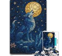 Puzzle Bois Décoratif, Adultes, Blue Wolf Howling at The Moon, 1000 pièces | Puzzle adulte : présent du Nouvel An, activité autour de la table.