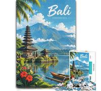 Puzzle Bois Détente, Adultes, Bali Temple Landscape, 1000 pièces | Cadeau pour amateur de puzzle: activité d'intérieur le w nd pendant le temps libre.