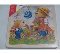 Puzzle bois Goki 4 couches - Petit ours brun - 55 pièces - NEUF