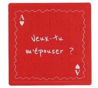 puzzle bois message demande mariage 15cm rouge - générique 97378 Rouge