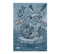 Puzzle Bois pour Adultes, Cartoon Seal and Seagull Fish Dispute, 300 pièces