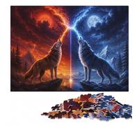 Puzzle Bois pour Adultes, Elemental Wolves Howling at The Sky, 1000 pièces | À offrir : Cadeau puzzle - moment puzzle à partager avec activité d'intérieur le w nd.