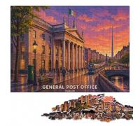 Puzzle Bois pour Adultes, General Post Office Dublin at Sunset, 300 pièces | Cadeau puzzle - activité à partager en famille en intérieur.