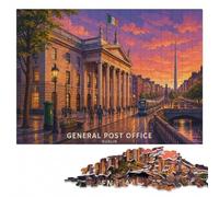 Puzzle Bois pour Adultes, General Post Office Dublin at Sunset, 500 pièces | Puzzle adulte : présent de Noël pour passionné, loisir manuel en intérieur.
