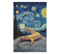 Puzzle Bois pour Adultes, Leopard Gecko on Rock, Starry Night, 1000 pièces